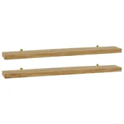 Vidaxl Stenske police 2 kosa 110x15x4 cm trdna tikovina
