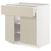METOD / MAXIMERA Podni element s fiokom/2 vrata, bela/Havstorp bež, 80x60 cm