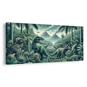 Slika prazgodovinski svet dinozavrov v džungli - 200x100