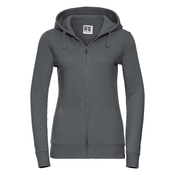 Dark grey womens hoodie with Authentic Russell zipper