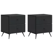 vidaXL Nočna omarica 2 pcs Črna 43 x 34,5 x 47,5 cm Inženirski les