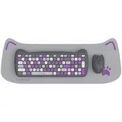 CANYON HSET-W6 Tipkovnica + Miš + Podloga Kitty Edition | Wireless | Ljubicasta