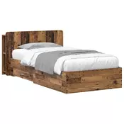 Okvir kreveta s pohranom s uzglavljem Staro drvo 90 x 190 cm