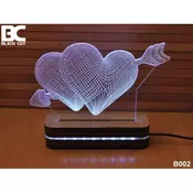 3D lampa Srca Strela, ljubicasta