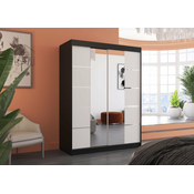 Garderobna omara z drsnimi vrati Nordic - 150 cm - črna/bela