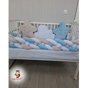 Bubamara037 Pletenica za krevetac, Cetvorostruka, 120cm, Plavo-krem