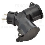 Večmestni razdelilnik za vtičnico, črni 250 VAC, 16 A, 2xSCHUKO, max. 3680 W, IP44