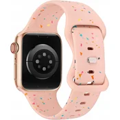 shumee Silikonski športni pašček za Apple Watch 38 mm, mehak, roza s konfetami, Beexi