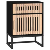 Vidaxl Nočna omarica črna 40x30x55,5 cm inženirski les in železo
