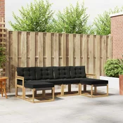 Set vanjskih sofa s jastukom 6 pcs Bijela i crna