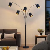 Talna svetilka Lindby Abiram, črna/zlata, tekstil, 70 cm - Dnevna soba/jedilnica - Sodobni - črna, zlata - Kovina