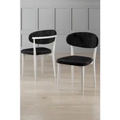 Hanah Home set trpezarijskih stolica Onex 2 kom, crna bukle tkanina, bele drvene noge