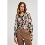 Pleated shirt with floral pattern MOODO - black