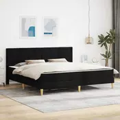 Okvir kreveta s madracem s uzglavljem Crna 180 x 200 cm tkanina