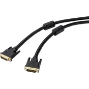 Renkforce Renkforce DVI kabel DVI-D 24+1-polni vtič, DVI-D 24+1-polni vtič 20 m črna RF-4695150 dvojno oklopljen, s feritnim jedrom, pozlačeni konektorji DVI ka, (20416845)