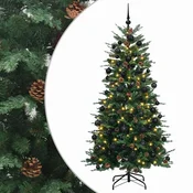 Vidaxl Umetna božična jelka z bučko 180 cm 300 LED Toplo bela