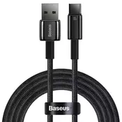 Pleten polnilni in podatkovni 100W USB-A v USB-C kabel Baseus Tungsten Gold - 1m - črn