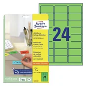 AVERY ZWECKFORM etikete L6033-20, 63.5 x 33.9 mm, 480 kom, Stick&Lift, zelene