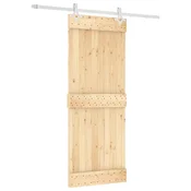 Vidaxl Drsna vrata Naravna in bela 80 x 210 cm Masiven borov les