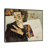 Canvas Slika na platnu Selbstbildnis, Egon Schiele, Sa ramom, 75 x 60 cm, Crni