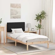 vidaXL Posteljni okvir z oblazinjenim vzglavjem Črna 80 x 200 cm