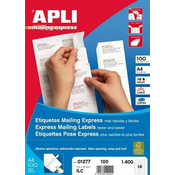 APLI bele nalepke 105x148mm, 4/stran, 100 listov