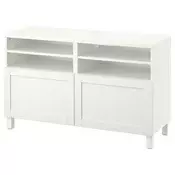 BESTA TV stalaža s vratima, bela/Hanviken/Stubbarp bela, 120x42x74 cm