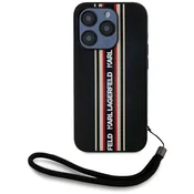 slomart Etui Karl Lagerfeld Saffiano Athleisure Stripes Cord za iPhone 15 Pro - rdeče