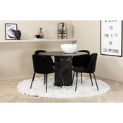 Venture Design Jedilna miza in stol komplet Marbs Wrinkles miza 110x75 cm stol 50x79,5x49 cm črna