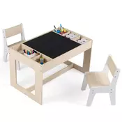 Northix Otroška miza z 2 stoloma MDF dvostranska tabla 80 cm