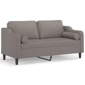 Vidaxl Kavč dvosed z blazinami taupe 140 cm blago
