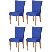 Casa Padrino Chesterfield Neo Baroque dining room chair set of 4 blue/natural - Kitchen chairs set - Chesterfield dining room furniture - Neo baroque dining room furniture