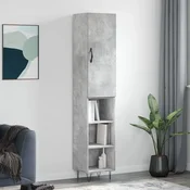 Vidaxl Visoka omara betonsko siva 34,5x34x180 cm inženirski les