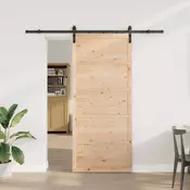 vidaXL Drsna vrata Naravna 90 x 208 cm Trdna borovina