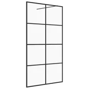 Vidaxl Pregrada za tuš s prozornim ESG steklom 90x195 cm črna