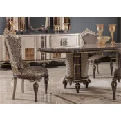 Casa Padrino luxury baroque dining chair set of 8 gray/brown/gold H. 110 cm - Baroque dining room furniture