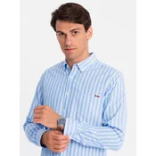 Ombre Mens REGULAR FIT shirt in white stripes with pocket - blue