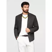 Ombre Mens melange rayon jacket with stand-up collar - black melange