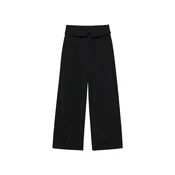 Pull&Bear Hlače z naborki črna