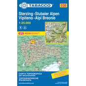 Tabacco topographische Wanderkarte Sterzing, Stubaier Alpen. Vipiteno, Alpi Breonie
