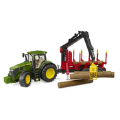 Igracka traktor John Deere 7R 350 s prikolicom za klade