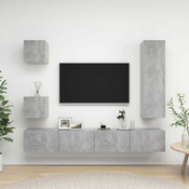 Greatstore Komplet TV omaric 5-delni betonsko siva iverna plošča
