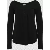 Womens Black Viscose Long Sleeve Button