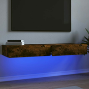 Greatstore TV omarica z LED lučkami 2 kosa dimljeni hrast 60x35x15,5 cm