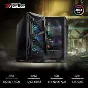 BaB racunalo Cerberus X (Ryzen 5 5600, Liquid, RTX 5060, 32GB DDR4, 1TB SSD, Win11P) Powered By ASUS