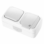 Panasonic Stikalo enojno + schuko vtičnica PALMIYE nadometno horizontalno IP54 belo