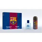 EP Line FC Barcelona Poklon set, Toaletna voda 100ml + deodorant v spreji 150ml - samo je ambalaža oštecena