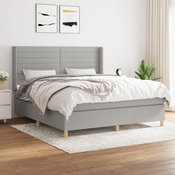 Greatstore Box spring postelja z vzmetnico svetlo siva 180x200 cm blago