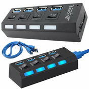 4 vratni USB 3.0 razdelilnik s stikalom - priklopna postaja razdelilec