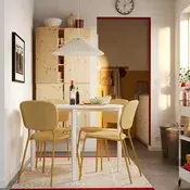 VIHALS / VIHALS Sto i 4 stolice, bela bela/žuta Tibbleby žuta, 107 cm